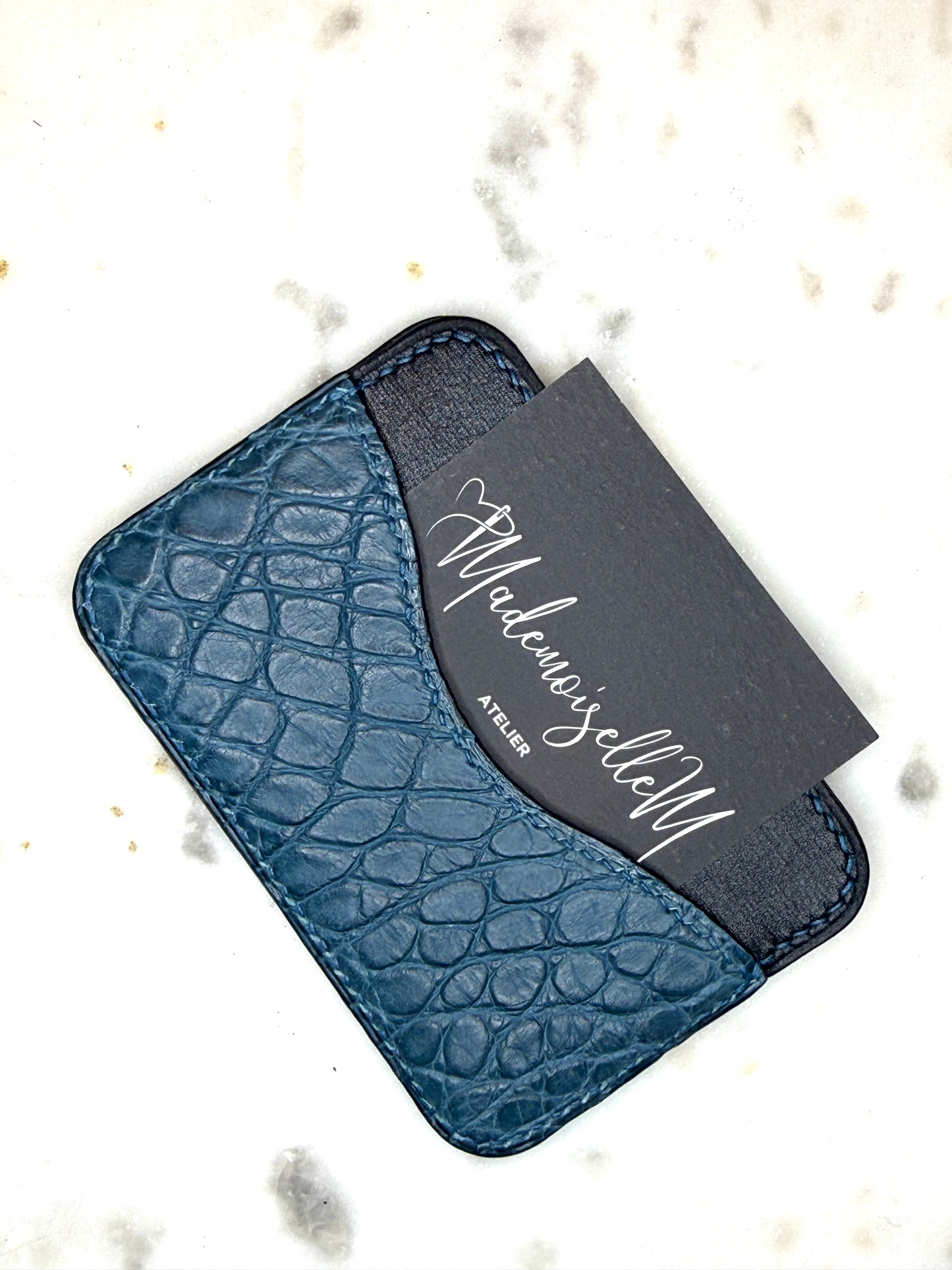 Essential Cardholder Matte Blue Crocodile