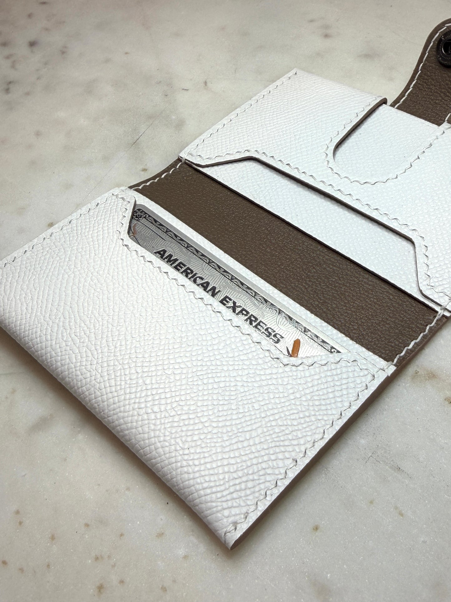 Bifold cardholder Icare Epsom Blanc