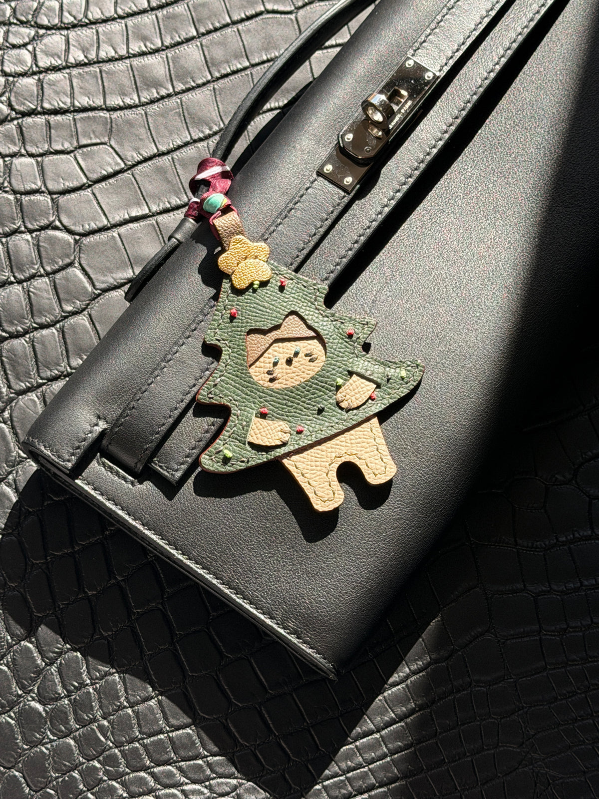 Neko Christmas Bag Charm Vert Sapin