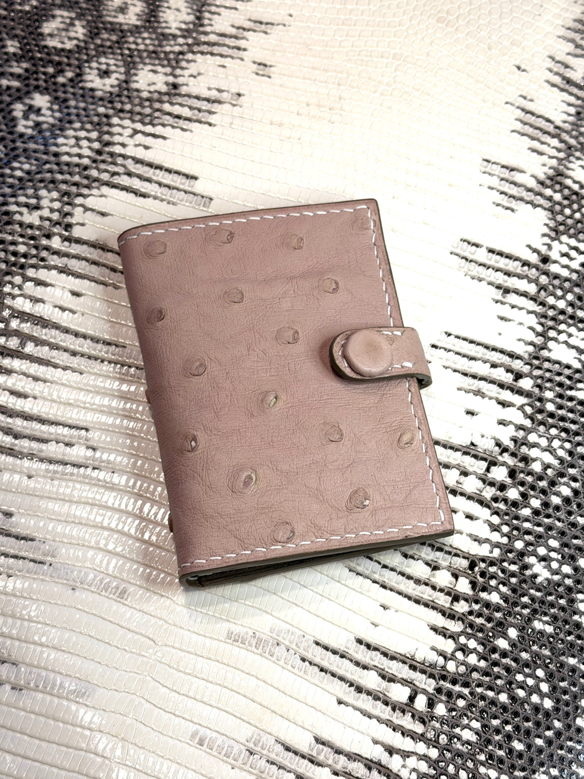 Bifold Arya 6 pockets Ostrich Rose Poudré