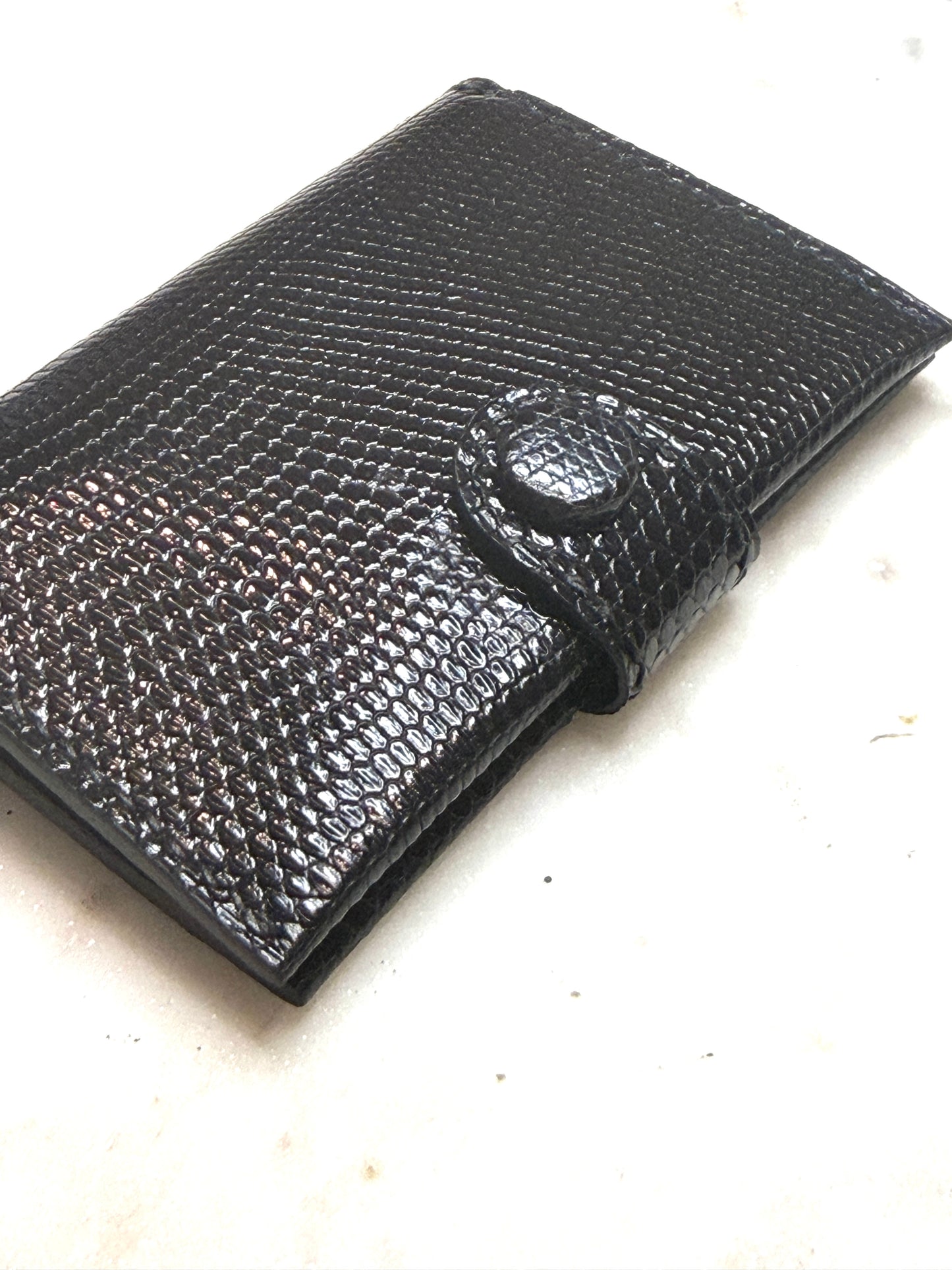 Bifold cardholder Icare with snap black lizard