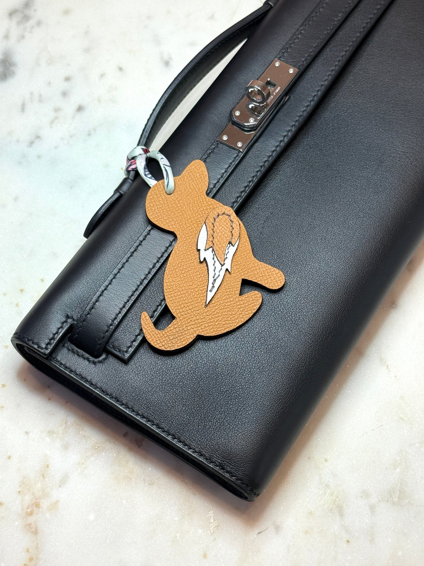 Dog bag charms gold calfskin