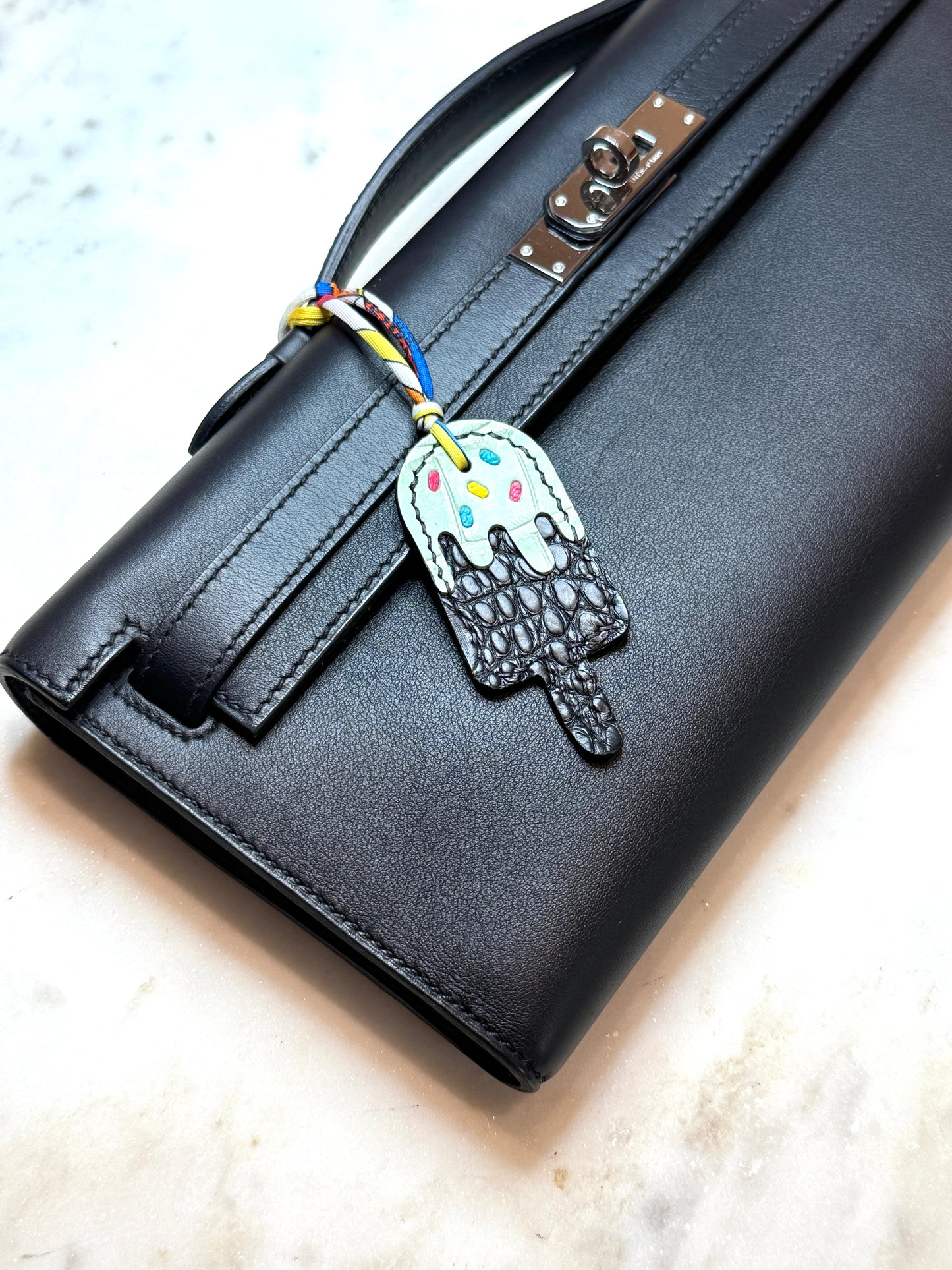 Popsicles bag charms mint and black crocodile