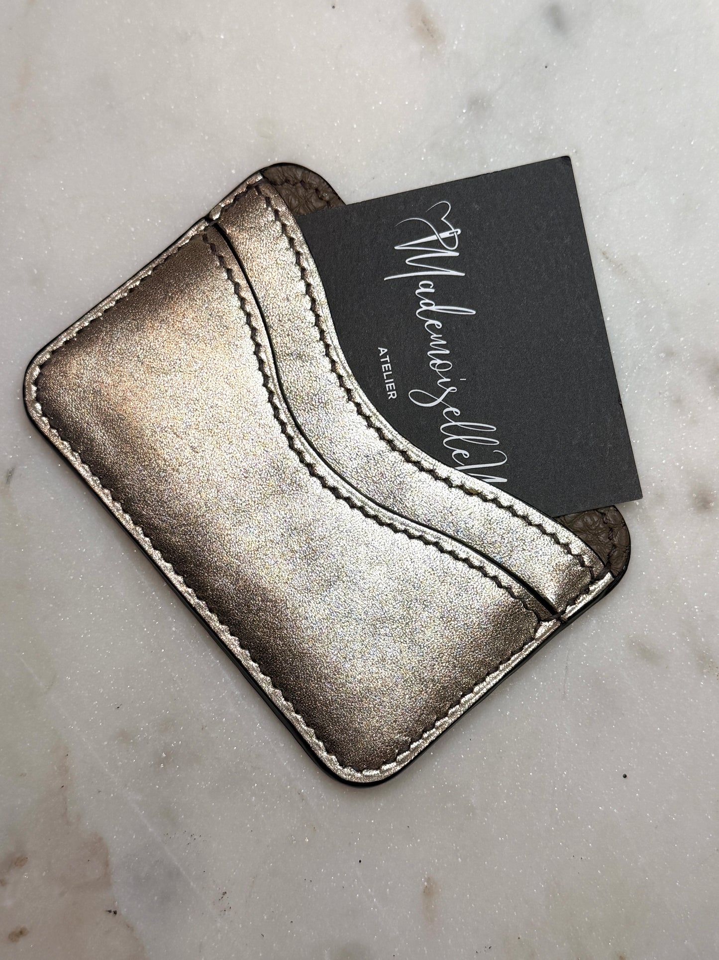 Essential cardholder Gold Lambskin & Taupe Goat