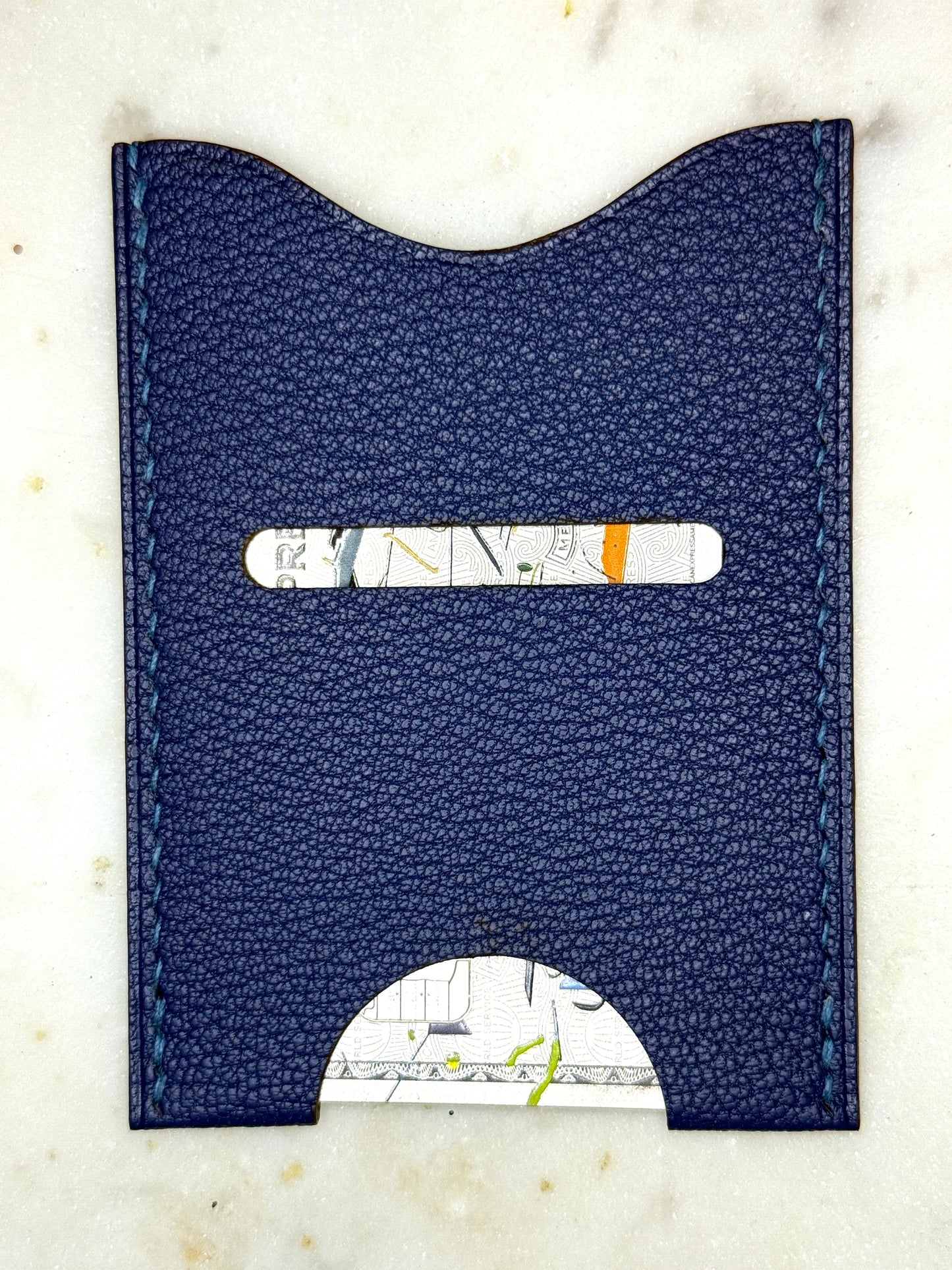 Evy Cardholder Deep Blue & Peacock Goat Skin