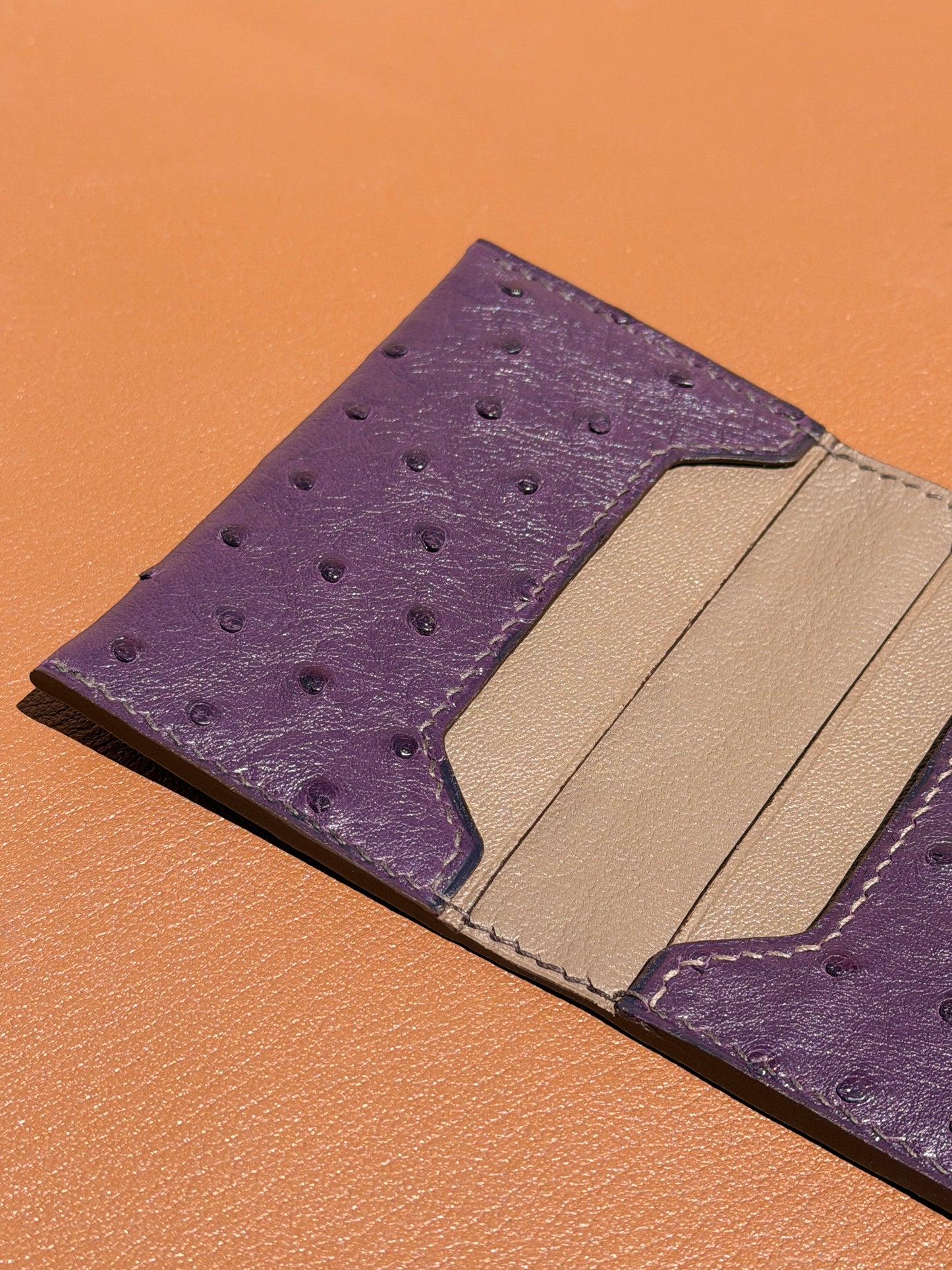 Bifold Cardholder Icare Ostrich Eggplant
