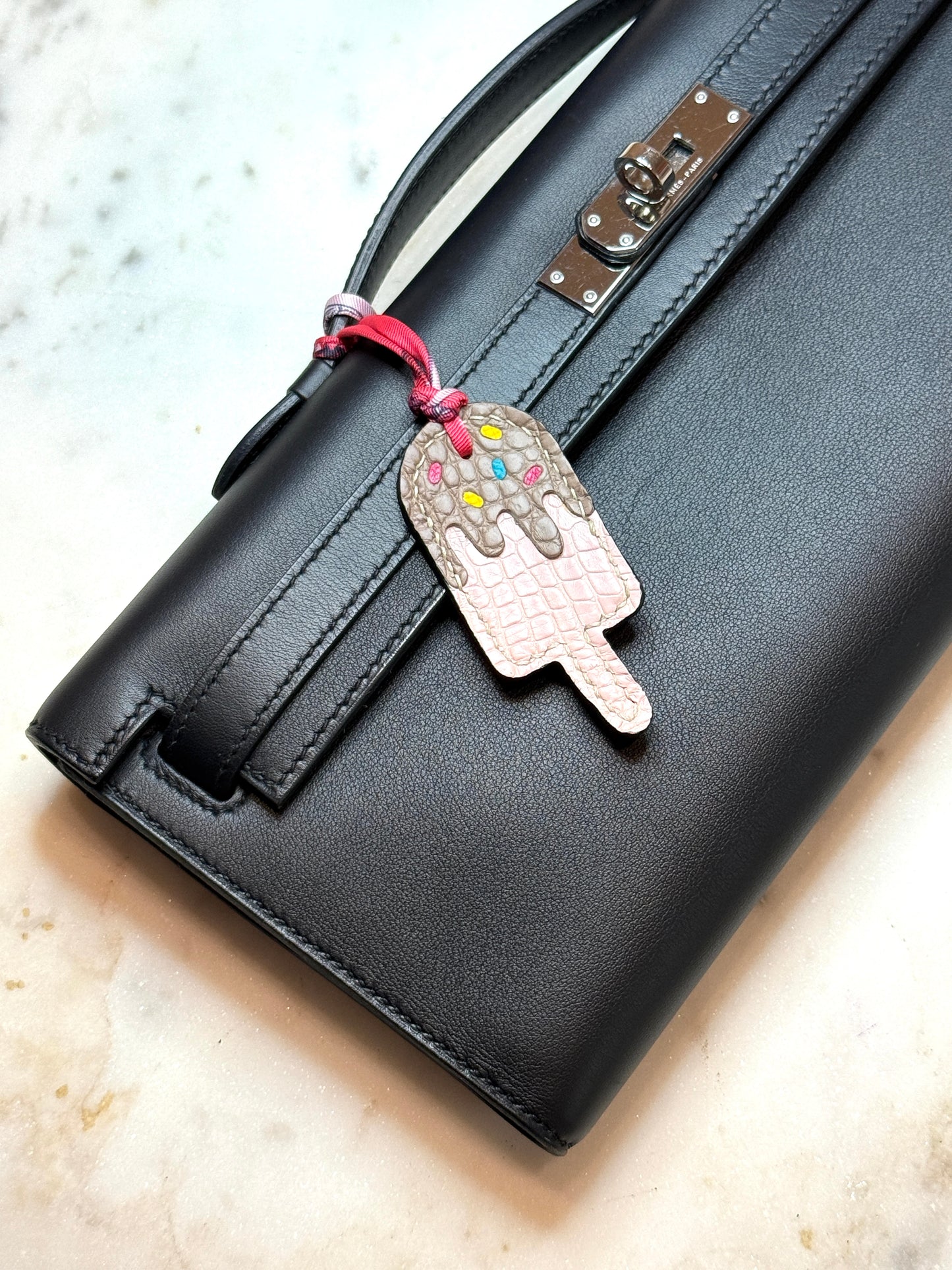 Popsicles bag charms pink Sakura and hazelnut crocodile