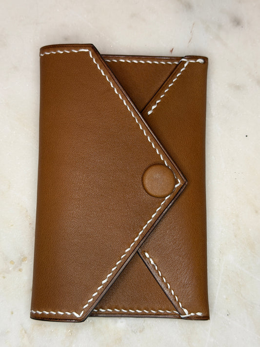 Enveloppe with snap barenia leather