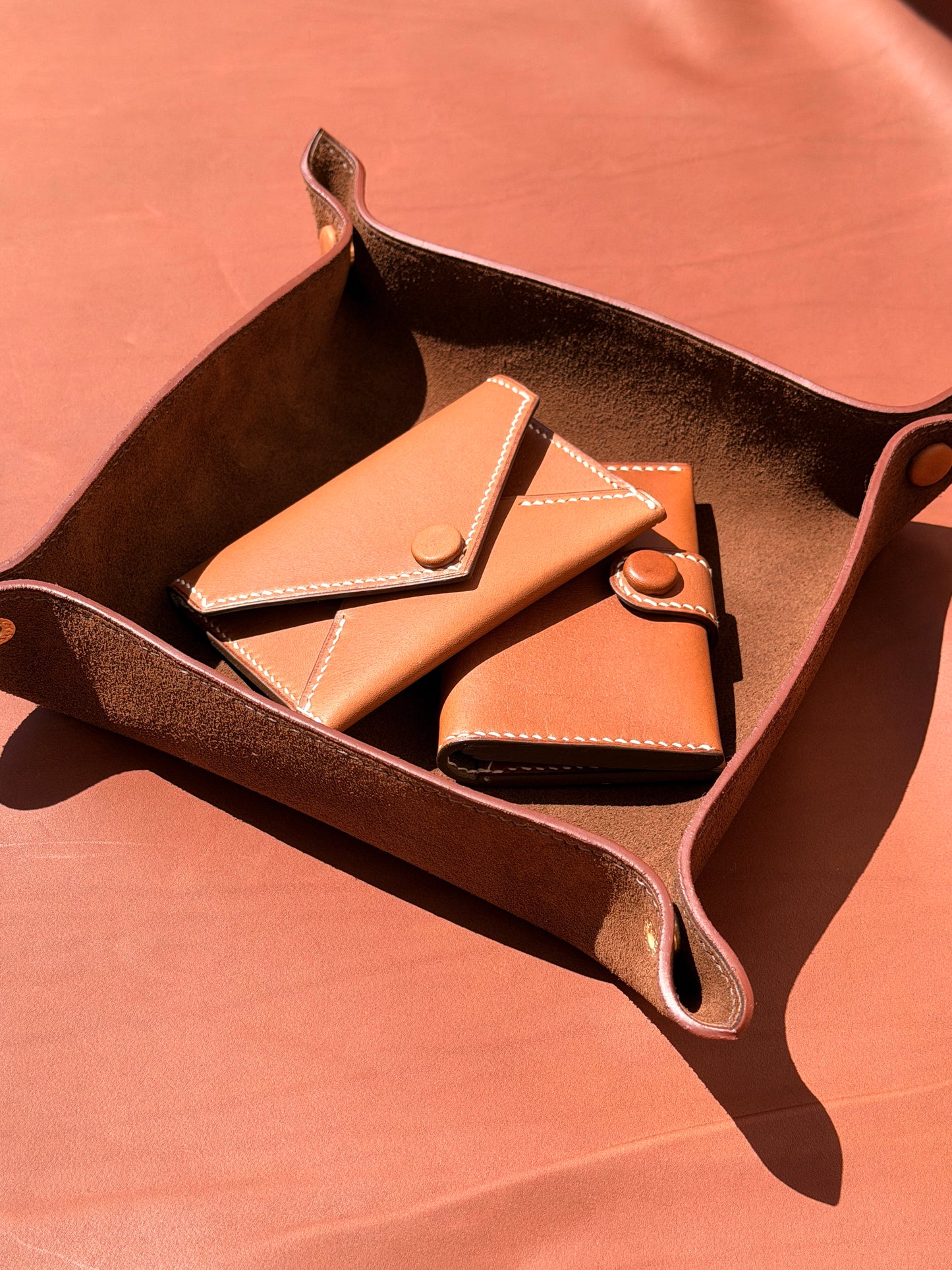 Vide Poche Mocha Suede and Barenia Leather Snaps