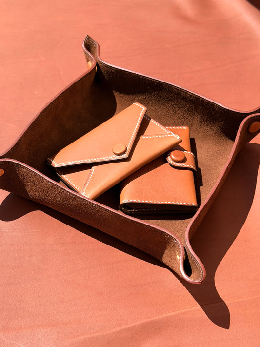 Vide Poche Mocha Suede and Barenia Leather Snaps