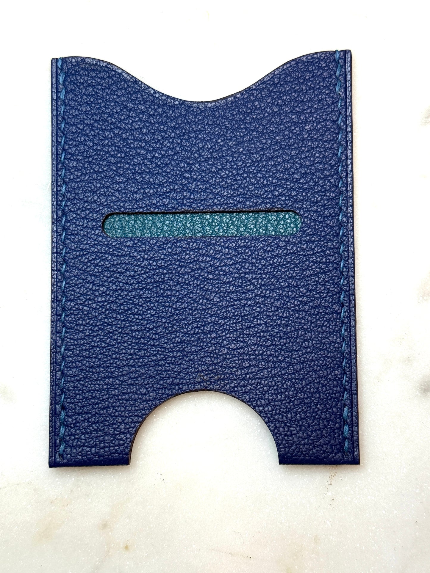 Evy Cardholder Deep Blue & Peacock Goat Skin