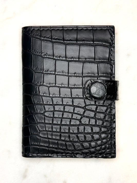 Bifold 6 pockets Arya black matte crocodile