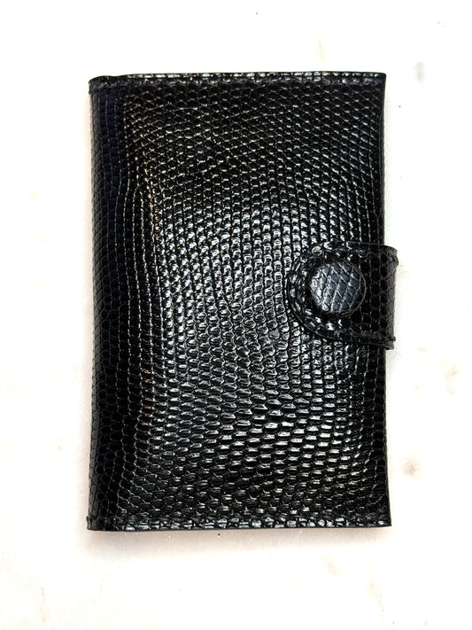 Bifold cardholder Icare with snap black lizard