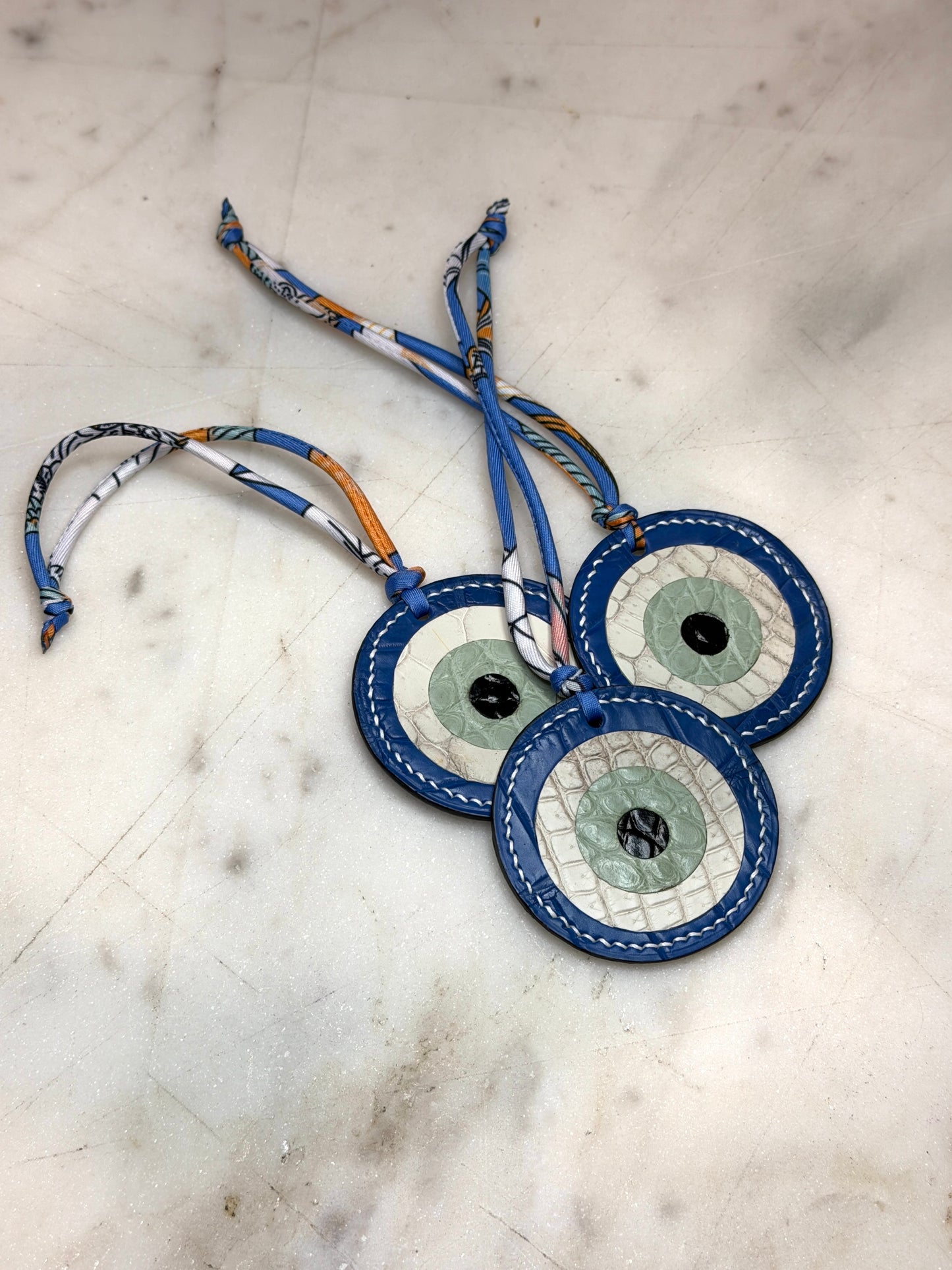 Evil Eye Bag Charm Matte Crocodile