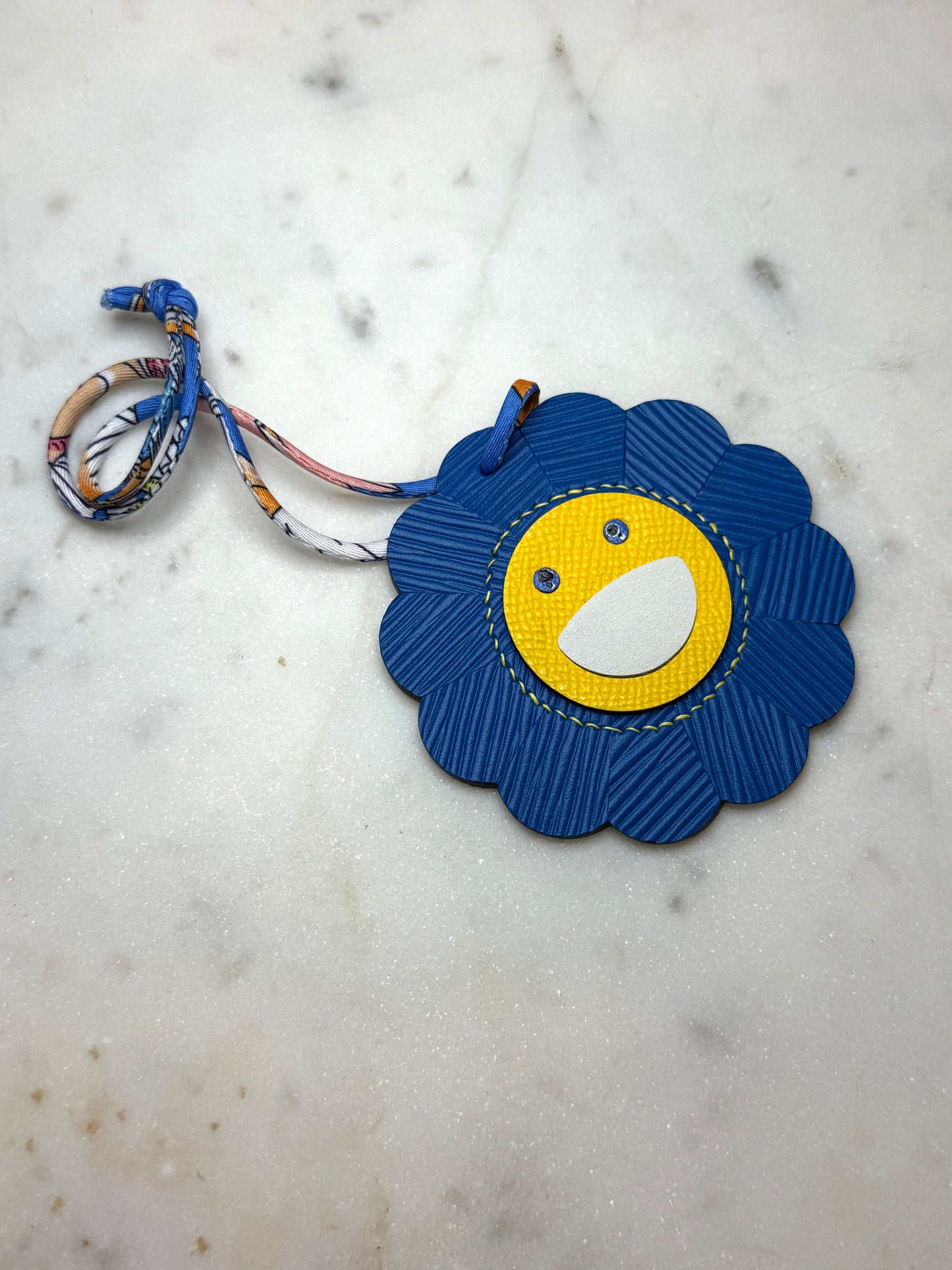 Flower bag charms blue and yellow