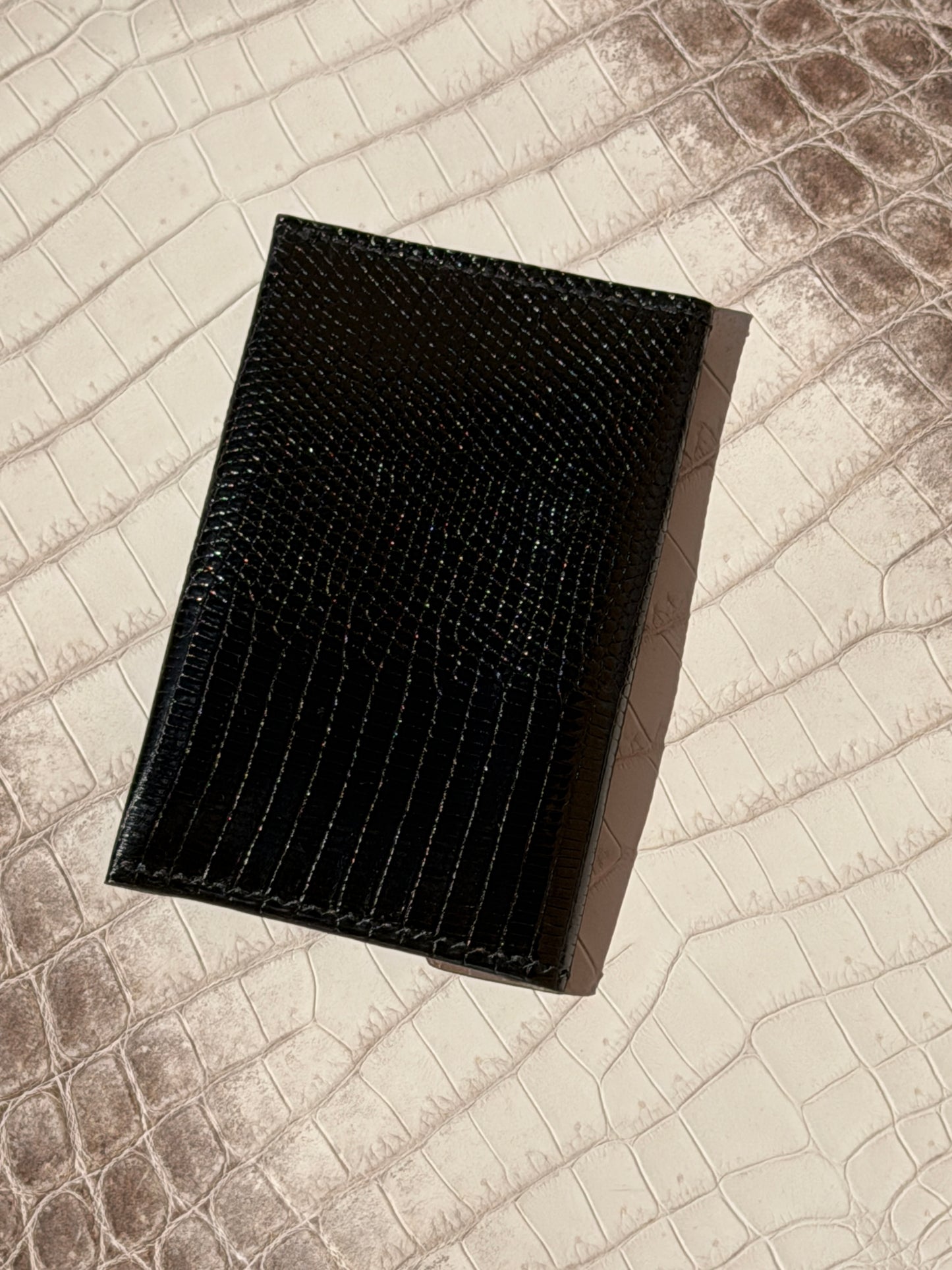 Enveloppe cardholder snap black lizard