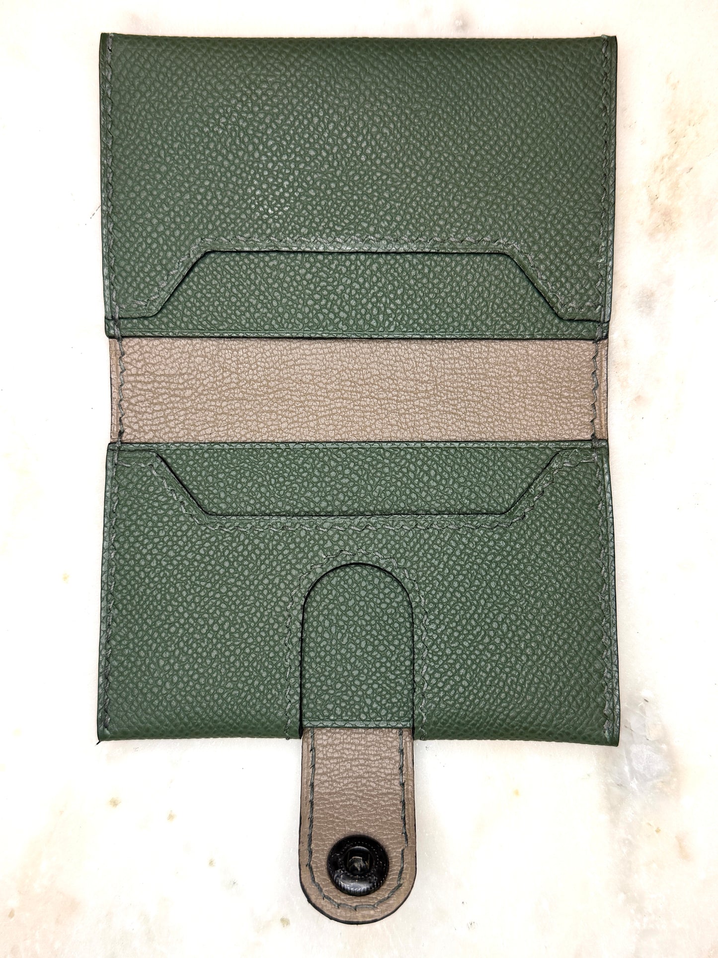 Bifold cardholder Icare Epsom Vert Sapin