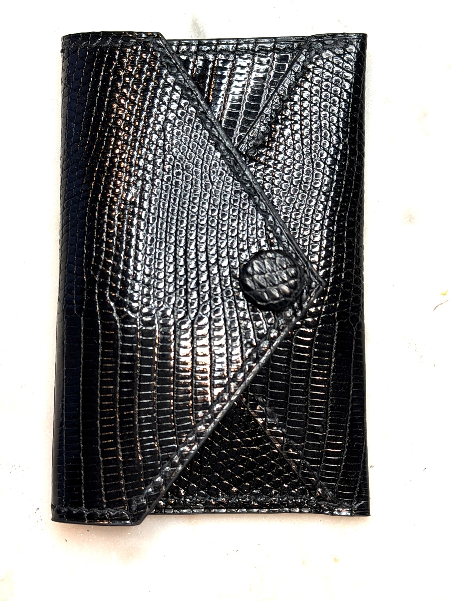 Enveloppe cardholder snap black lizard