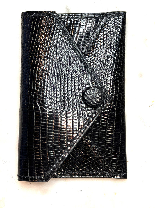 Enveloppe cardholder snap black lizard