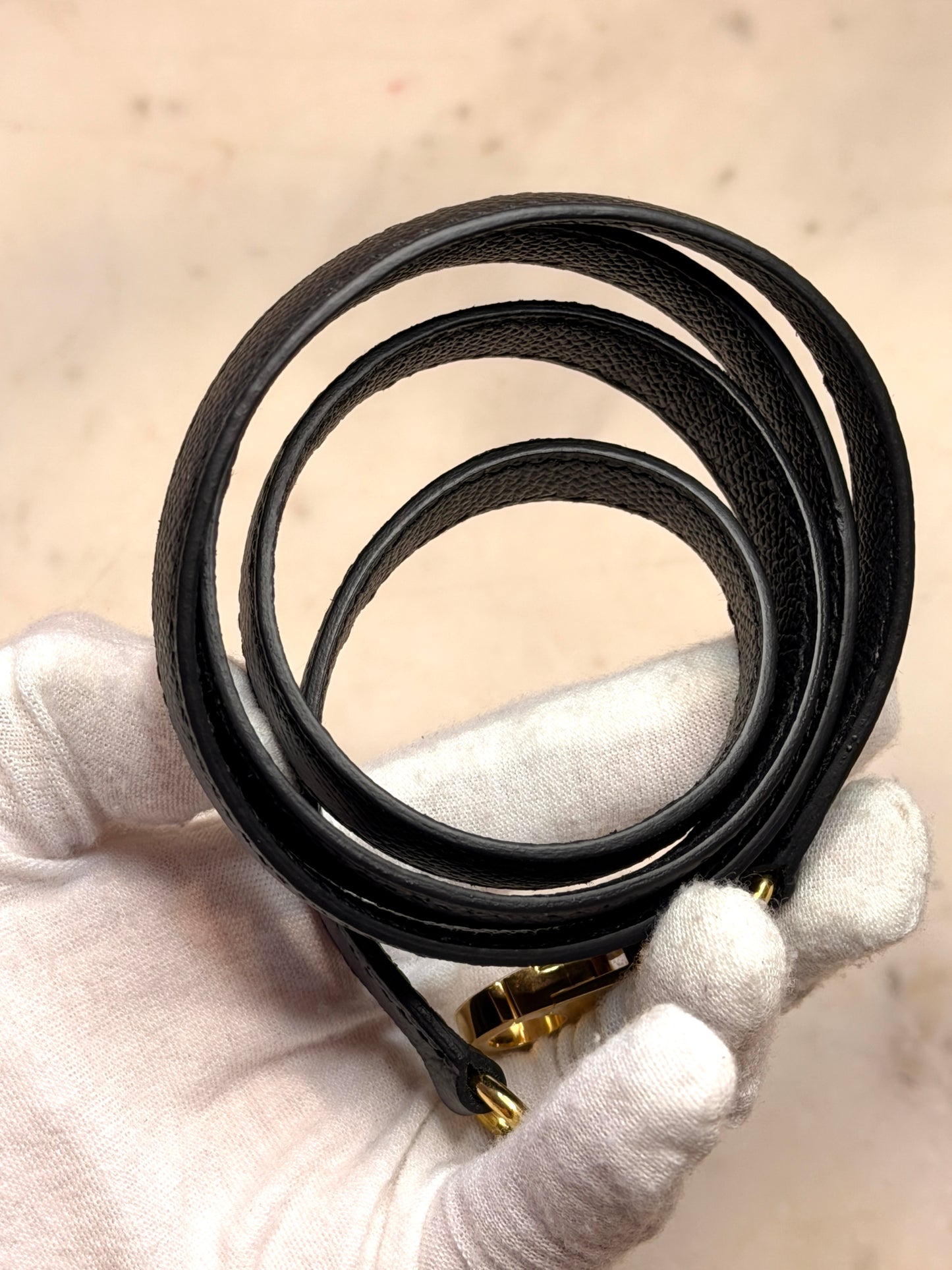 Leather strap Black Epsom