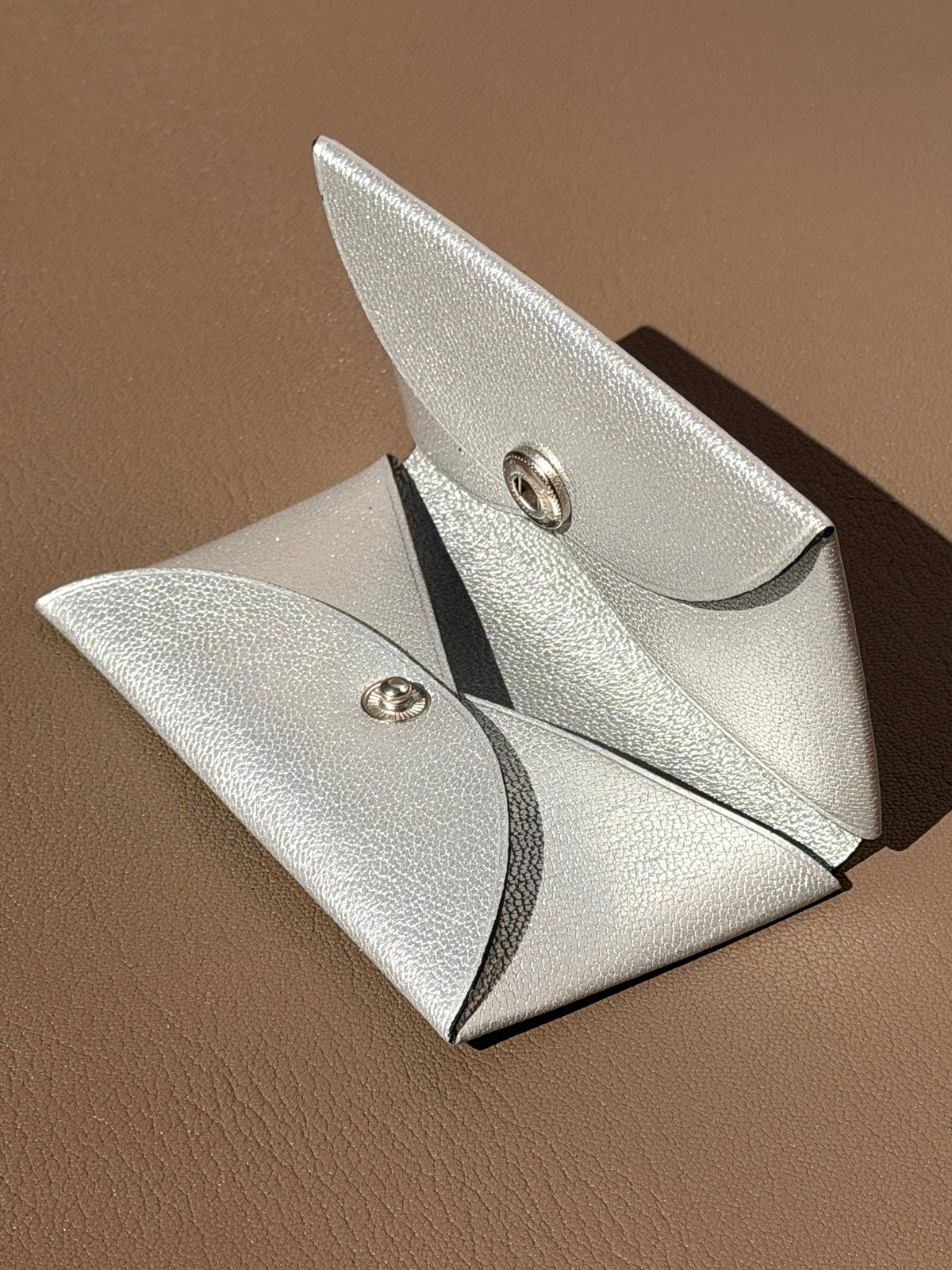 Origami Card holder Silver Chèvre
