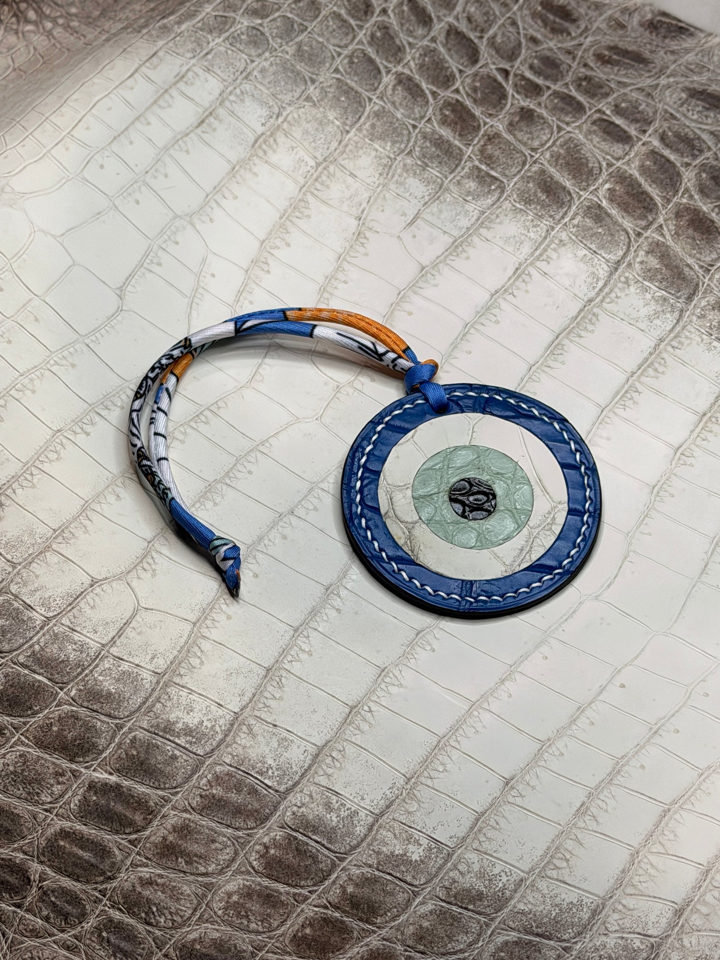 Evil Eye Bag Charm Matte Crocodile