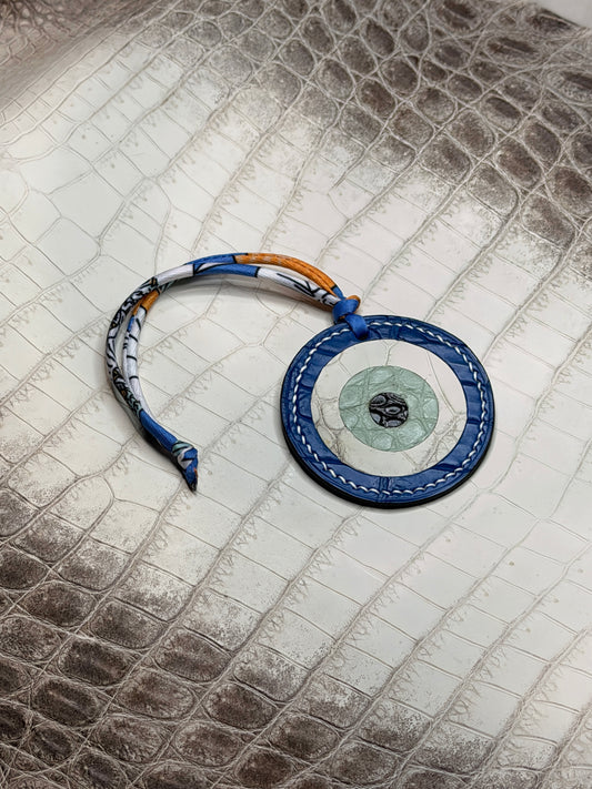 Evil eye bag charm matte crocodile