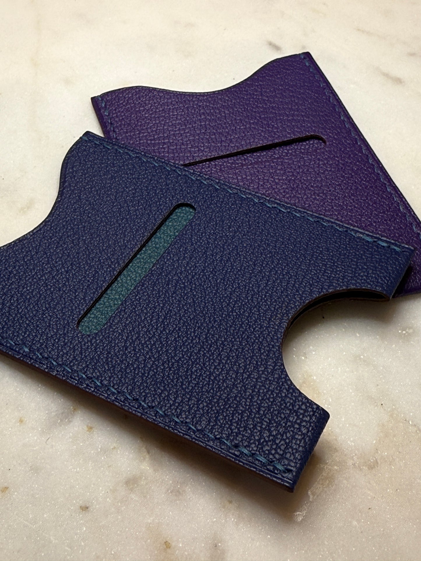 Evy Cardholder Deep Blue & Peacock Goat Skin
