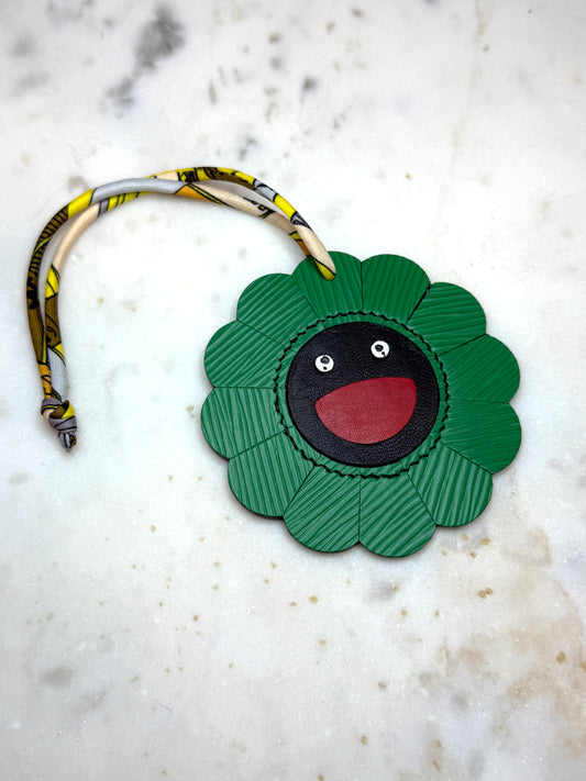 Flower bag charms green and black