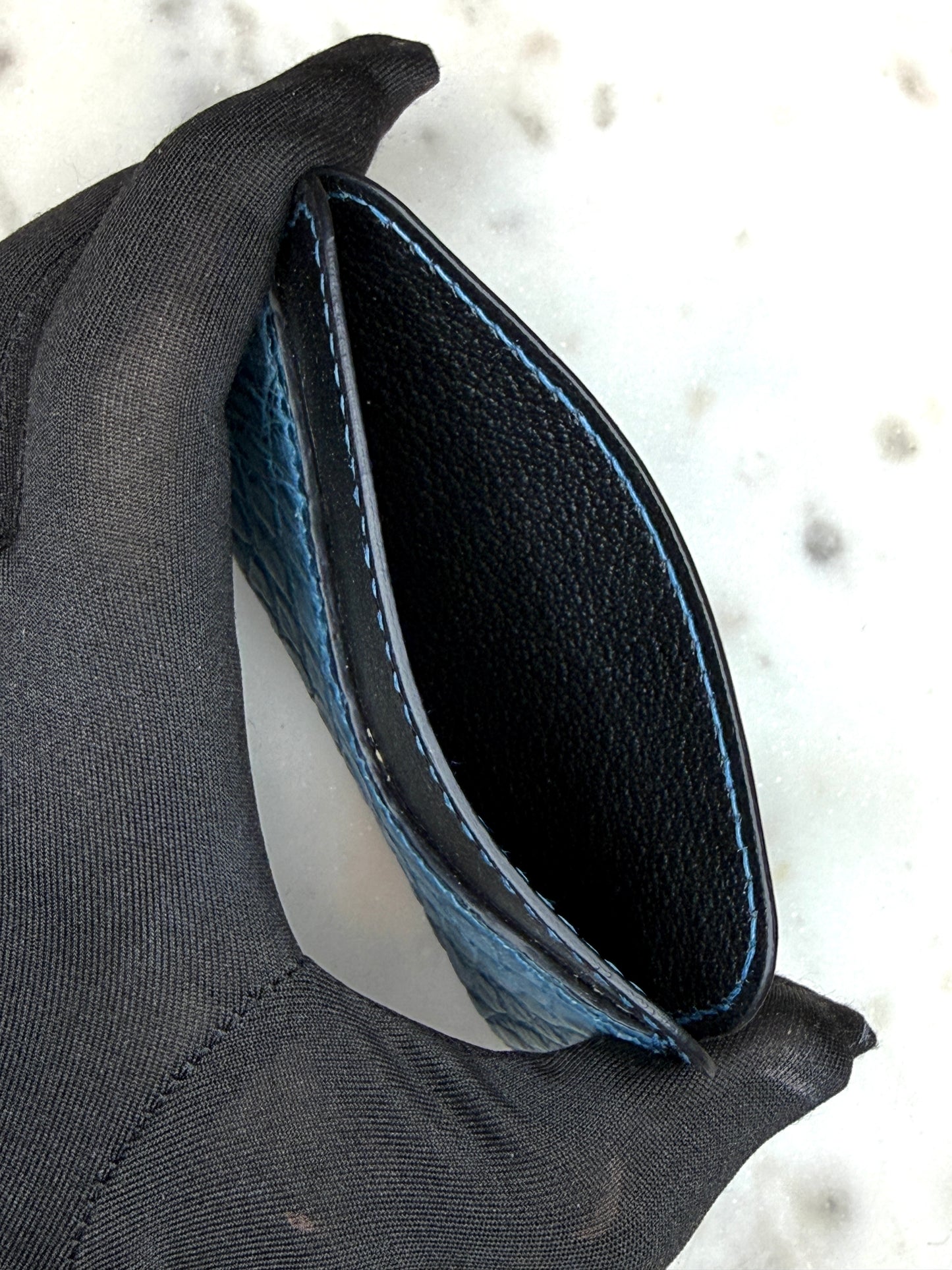 Essential Cardholder Matte Blue Crocodile