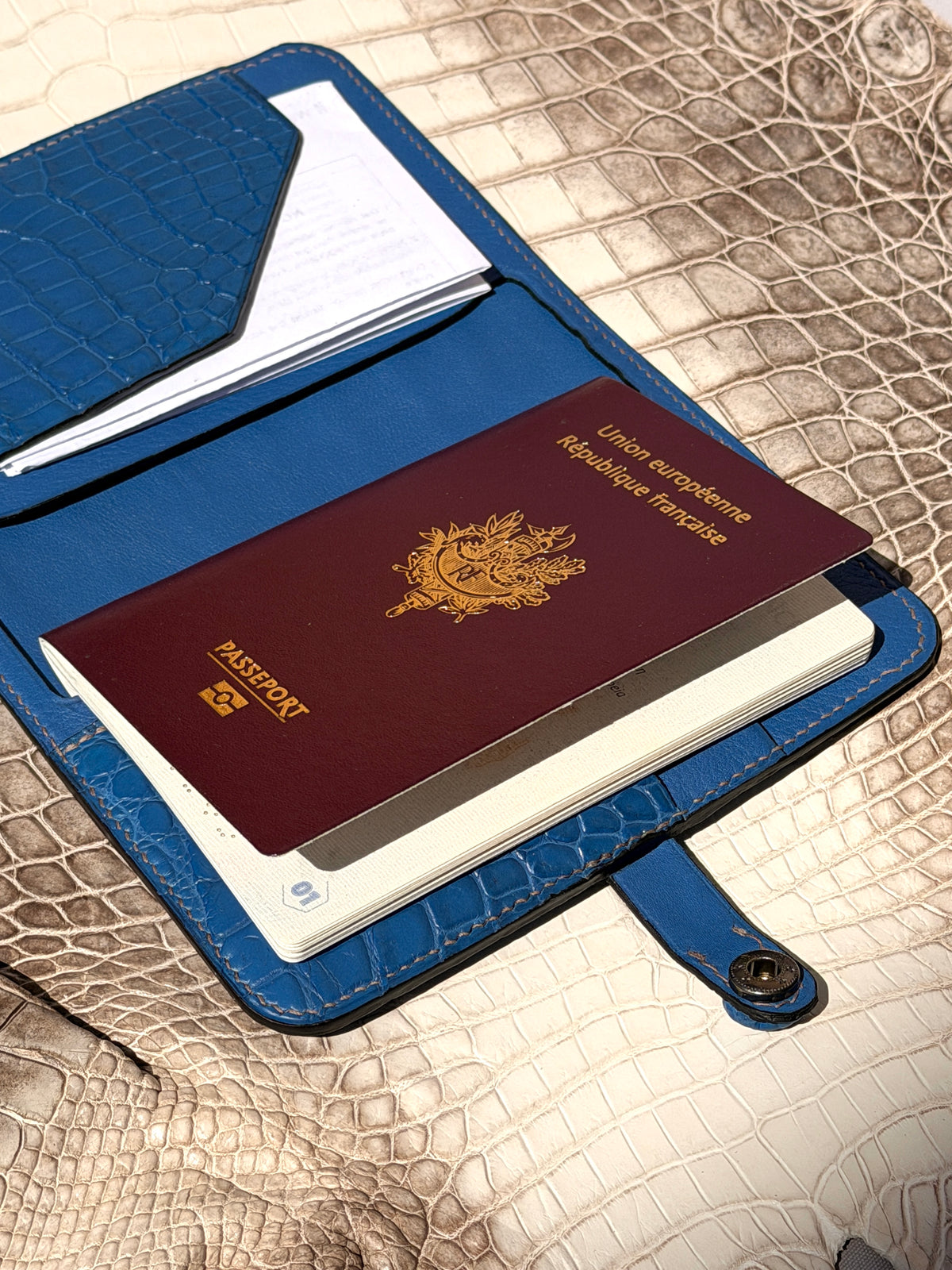 Meridian Passport Holder Blue Azur Matte Crocodile