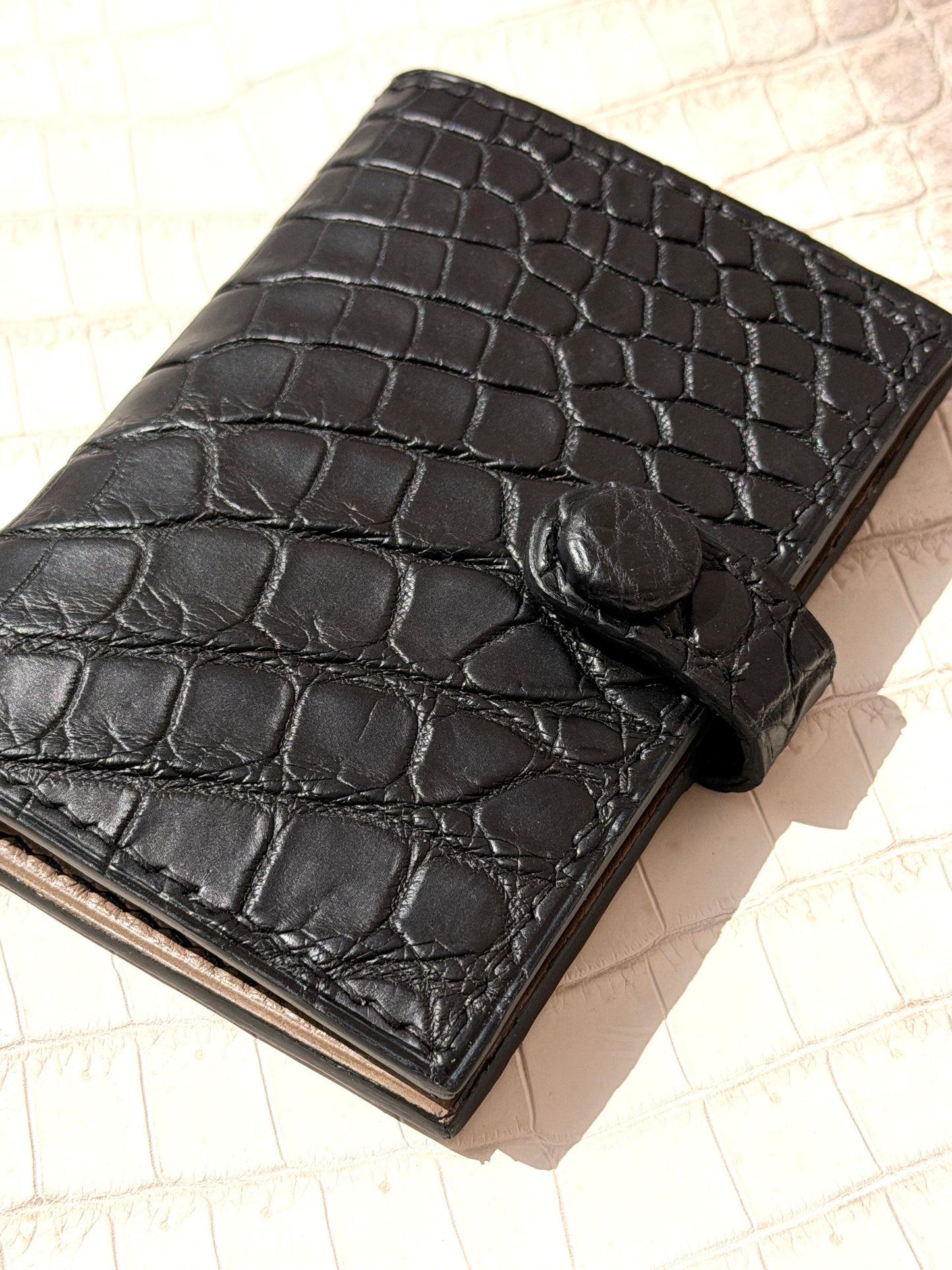 Bifold 6 Pockets Arya Black Matte Crocodile