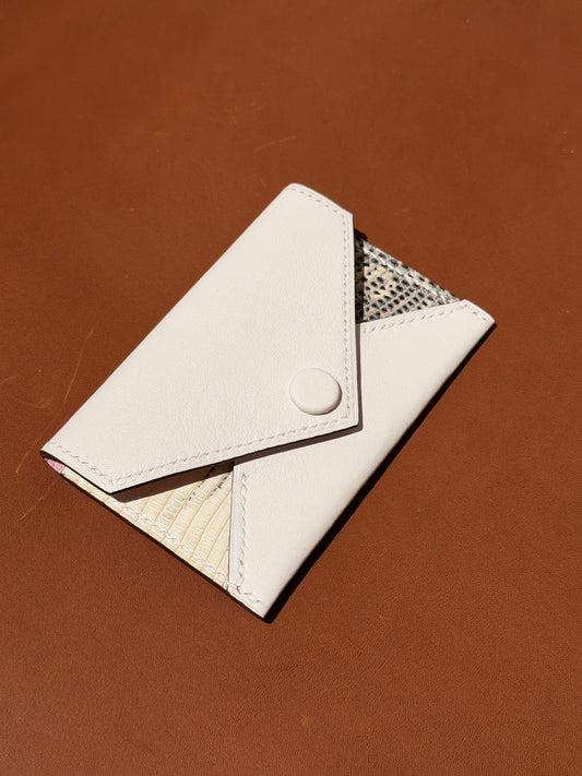 Envelope Cardholder Lizard Ombré & White Lambskin