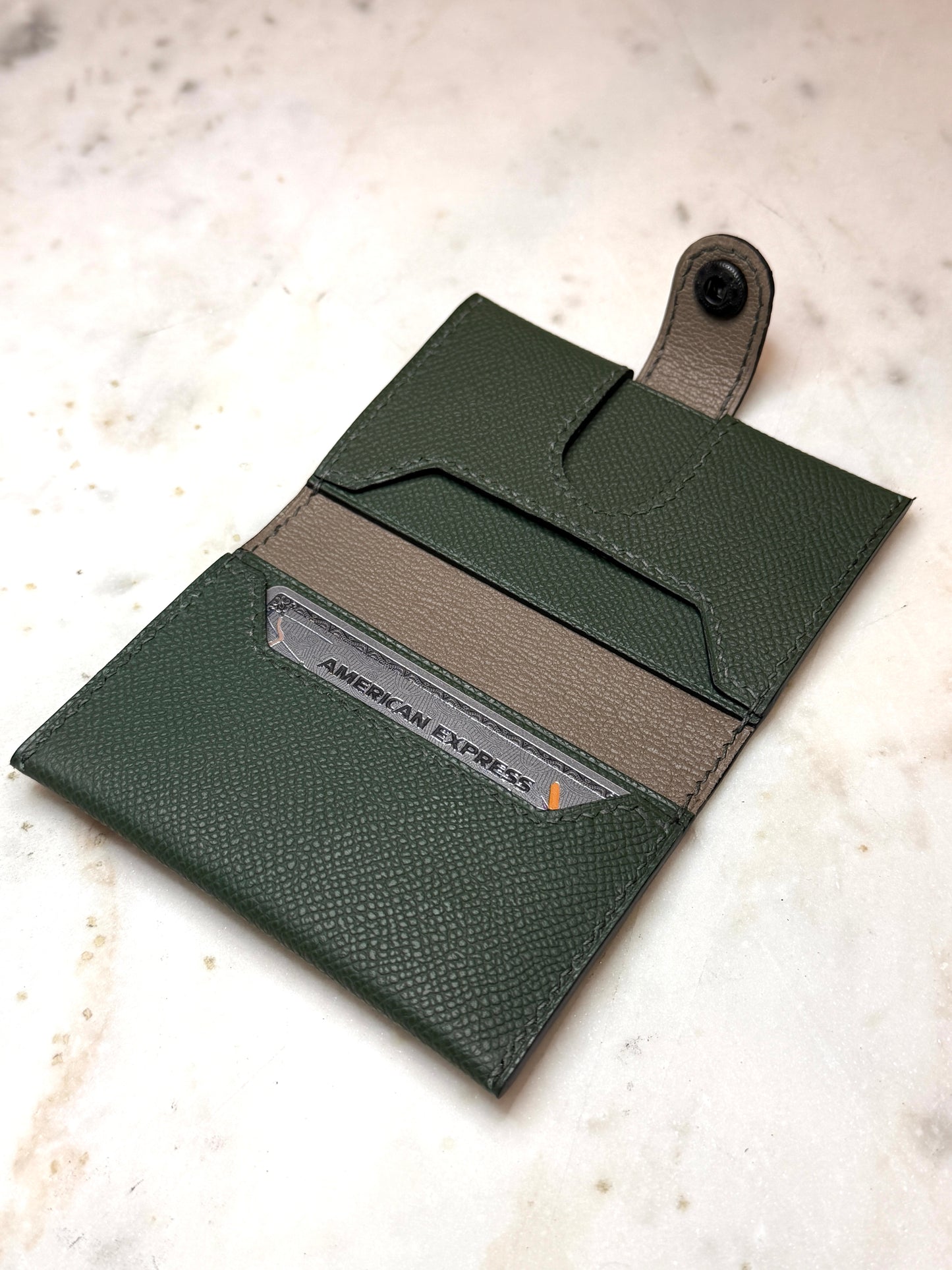 Bifold cardholder Icare Epsom Vert Sapin