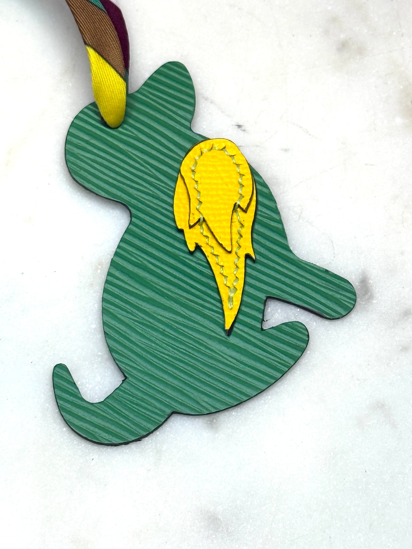 Dog bag charms épi apple and yellow calfskin