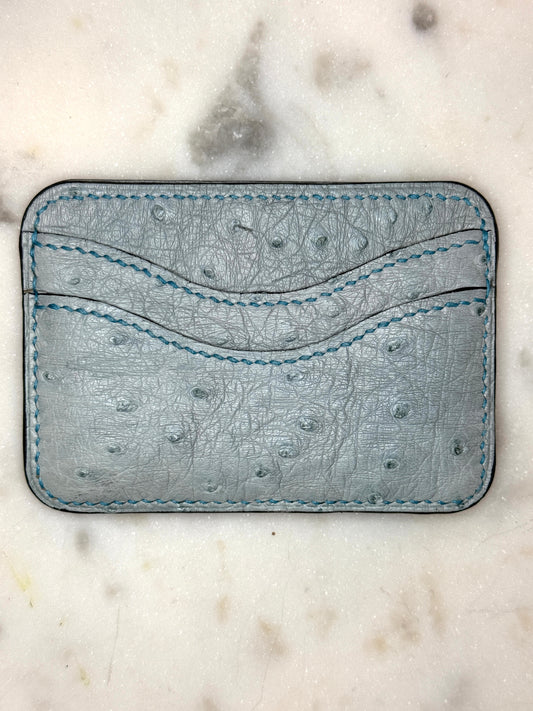 Essential card case blue ostrich