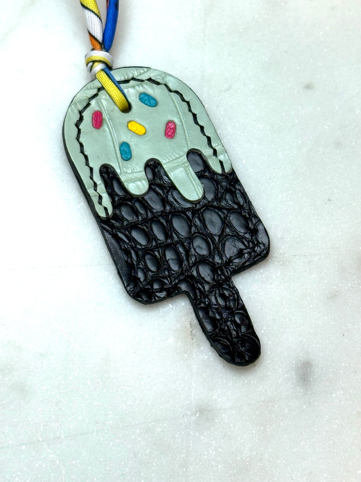 Popsicles bag charms mint and black crocodile