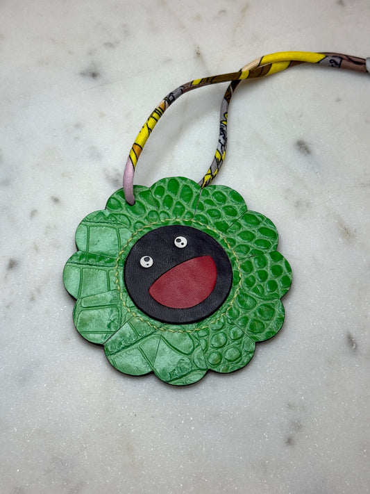 Flower bag charms green and black