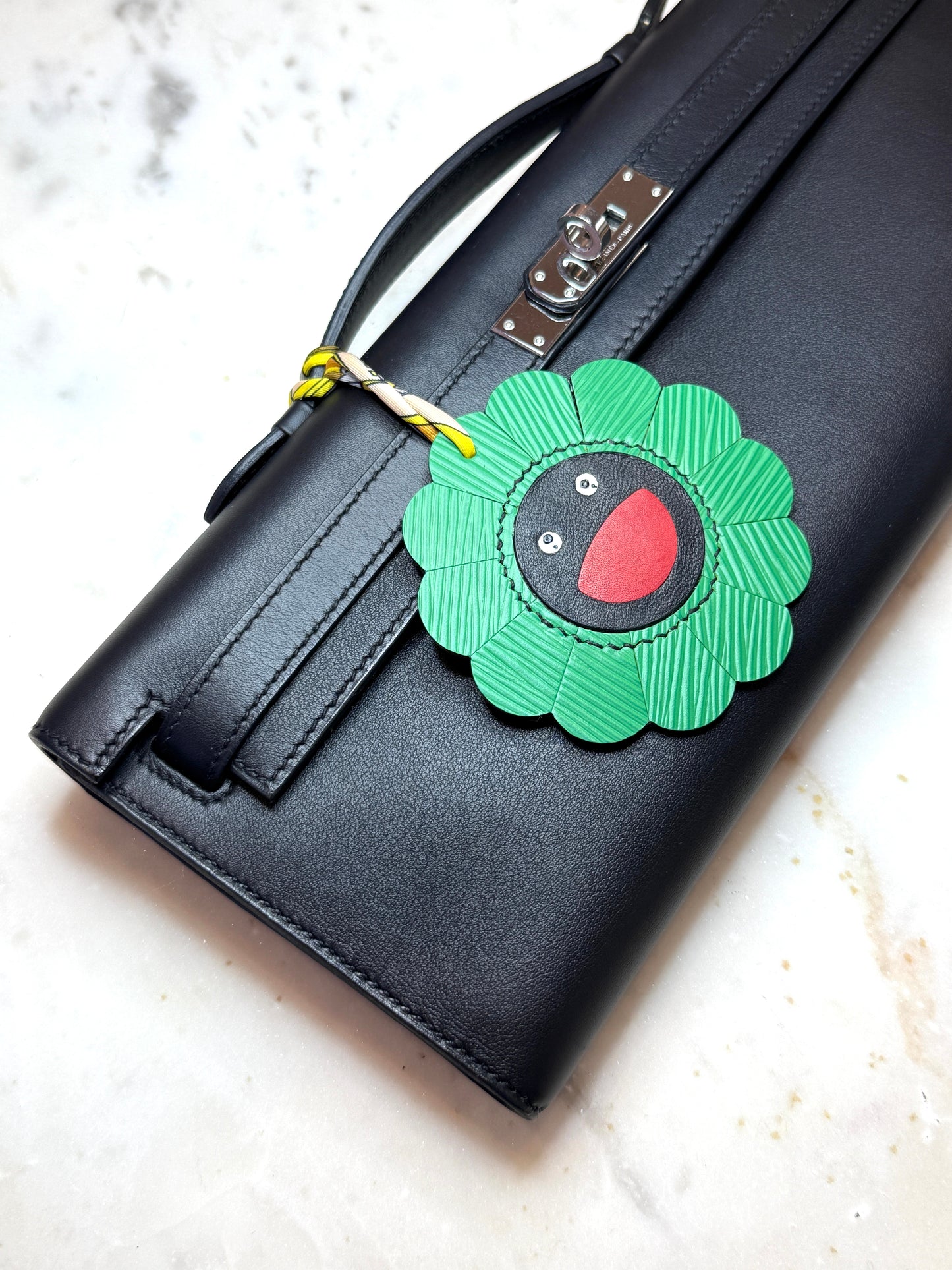 Flower bag charms green and black