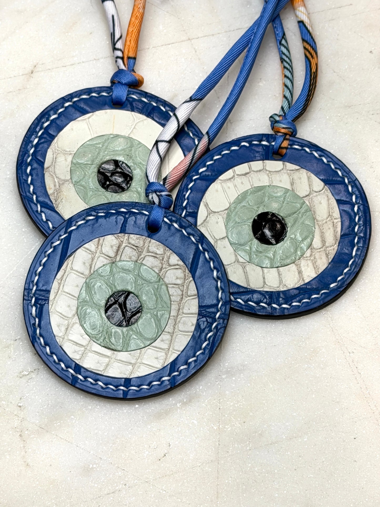 Evil Eye Bag Charm Matte Crocodile