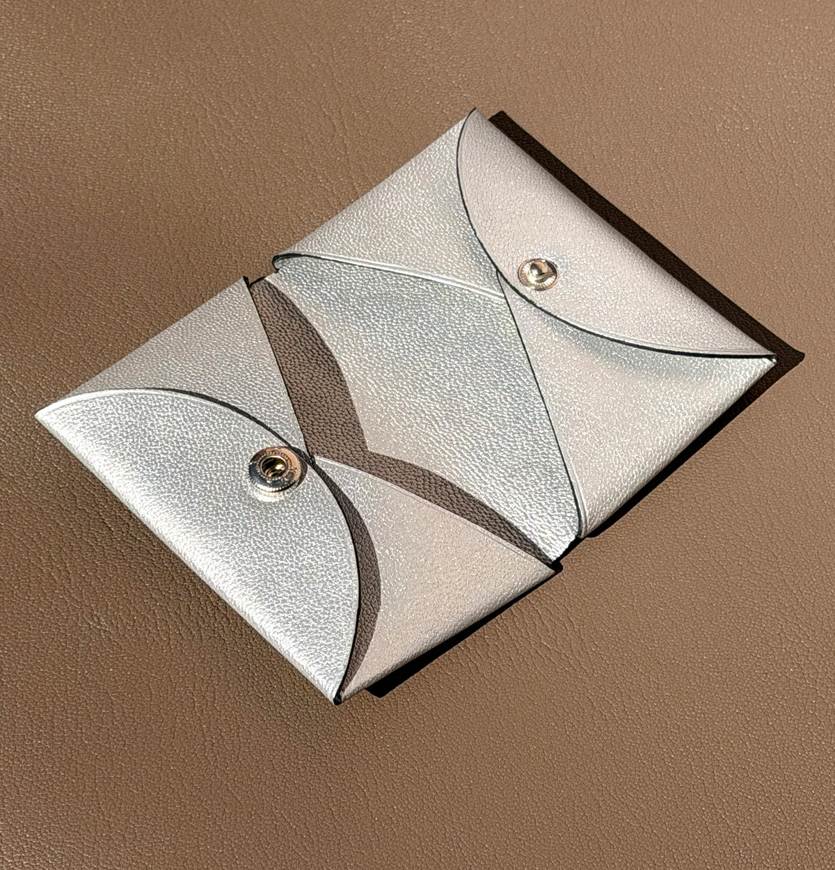 Origami Card holder Silver Chèvre