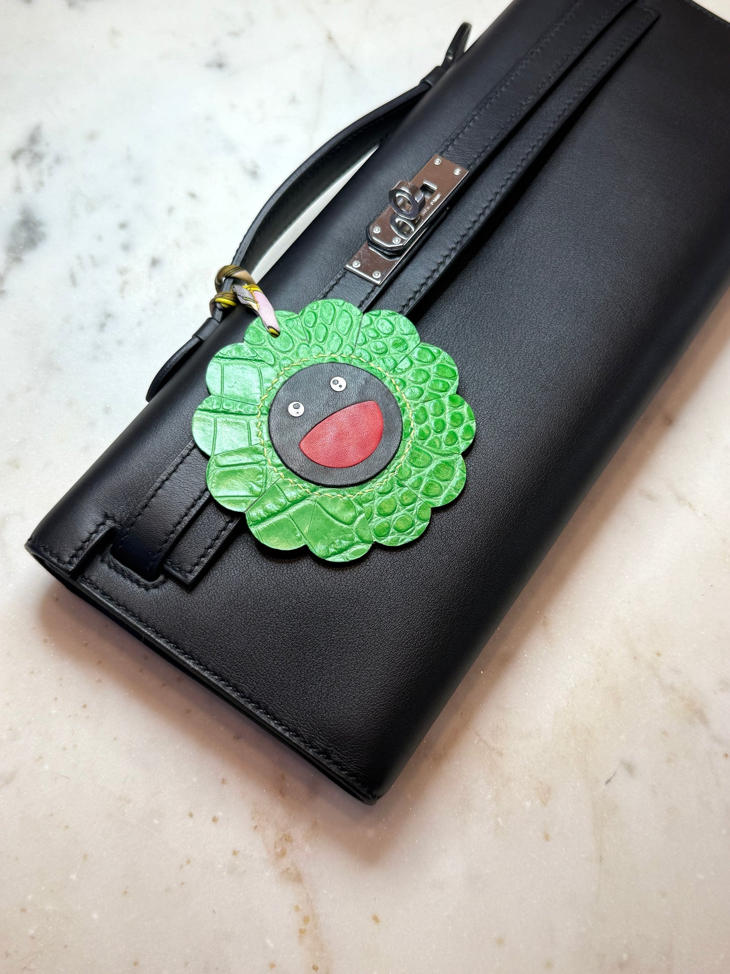 Flower bag charms green and black