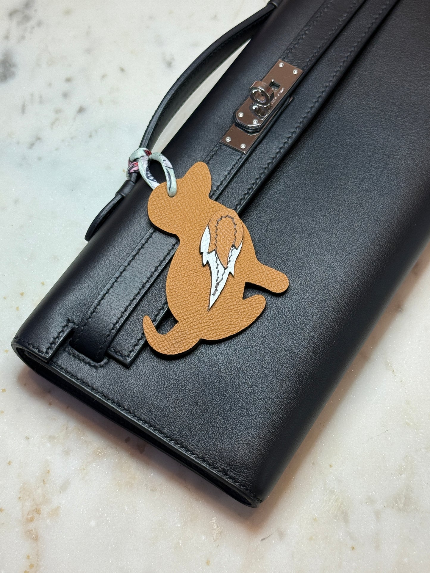 Dog bag charms gold calfskin