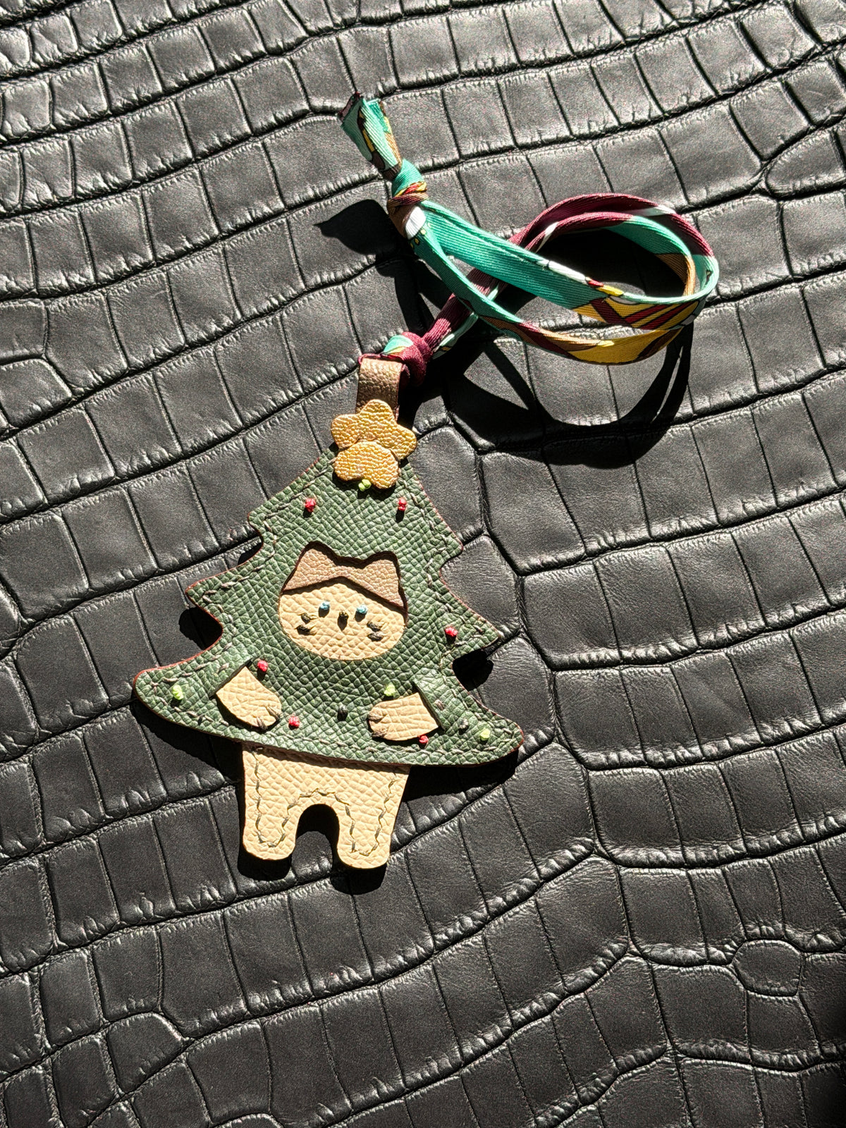 Neko Christmas Bag Charm Vert Sapin