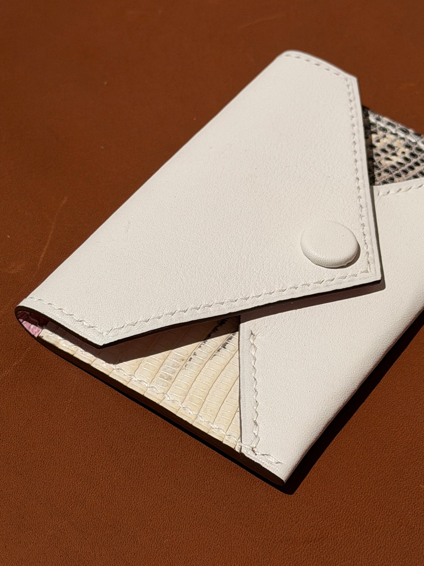 Envelope Cardholder Lizard Ombré & White Lambskin
