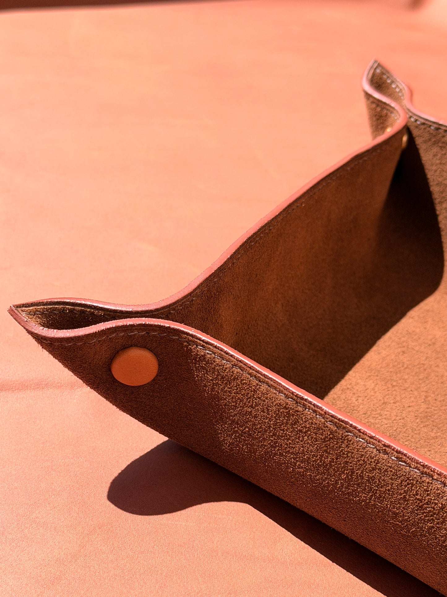 Vide Poche Mocha Suede and Barenia Leather Snaps