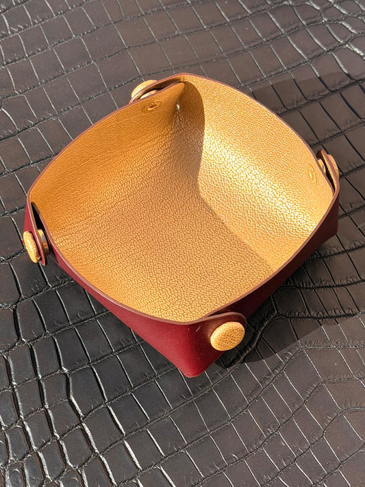 Horizon Snap Valet Cherry Box & Gold Goat Leather