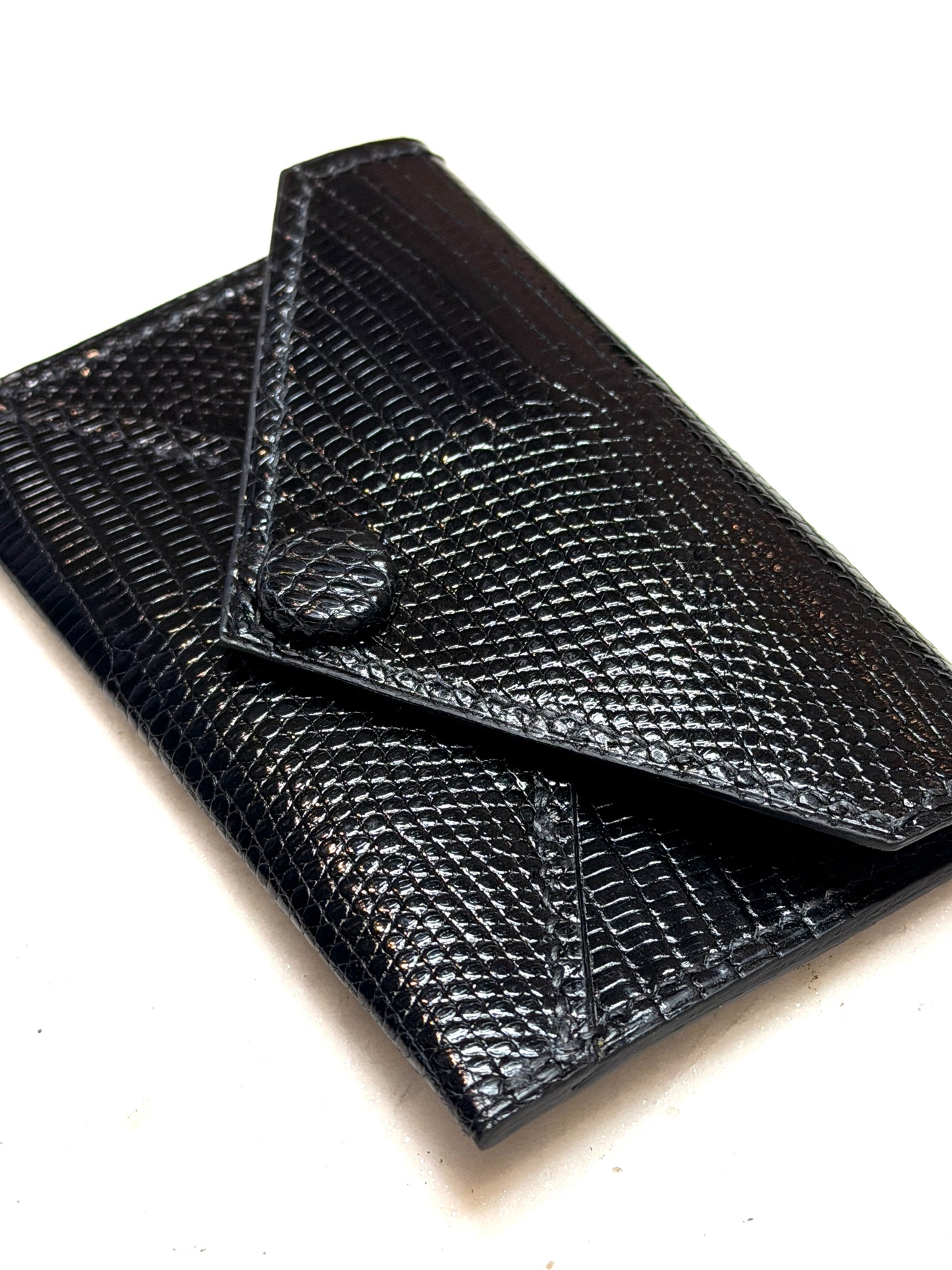 Enveloppe cardholder snap black lizard