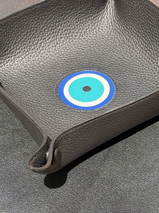 Vide Poche Evil Eye Black Togo Leather