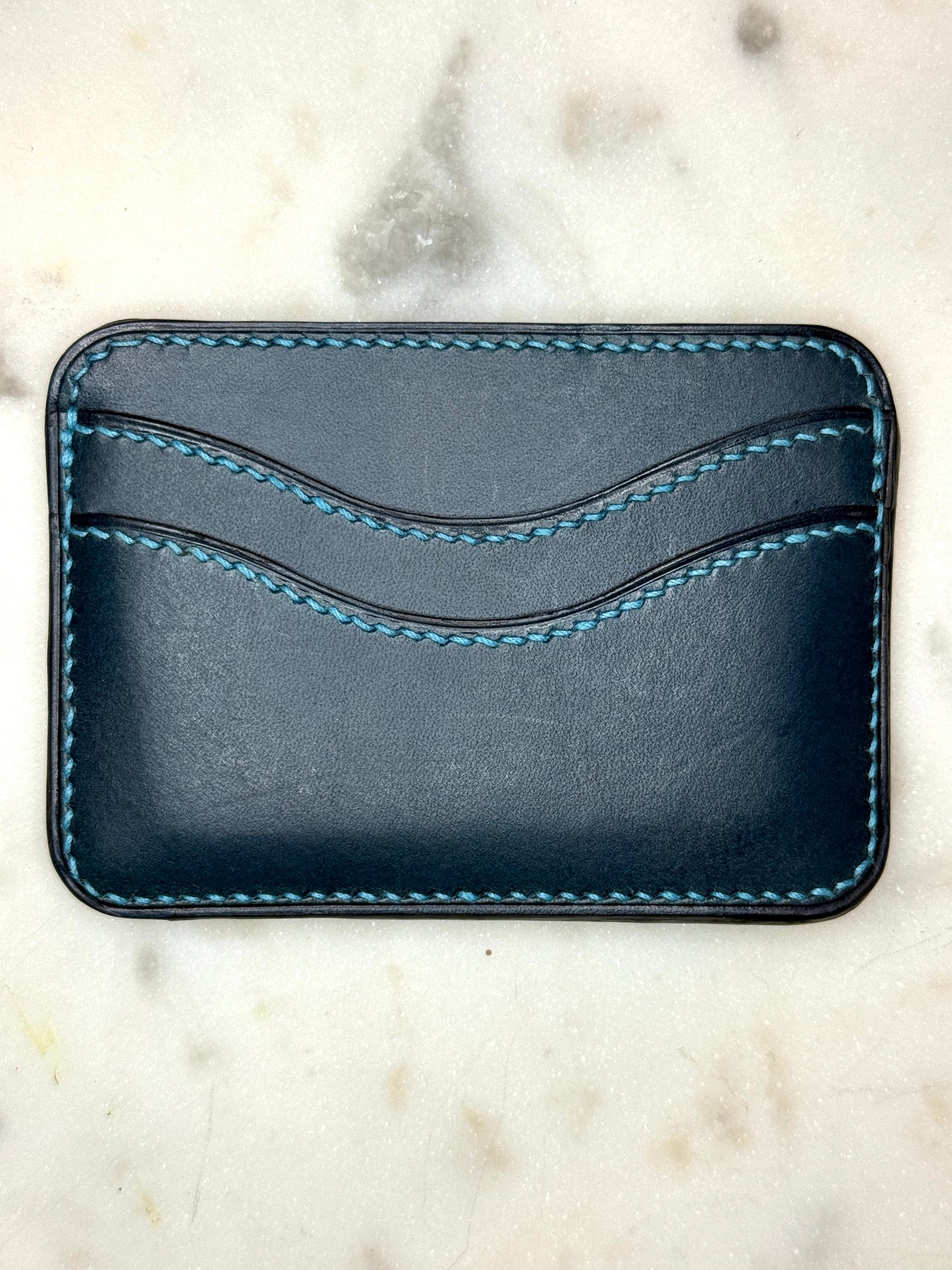 Essential card case blue ostrich